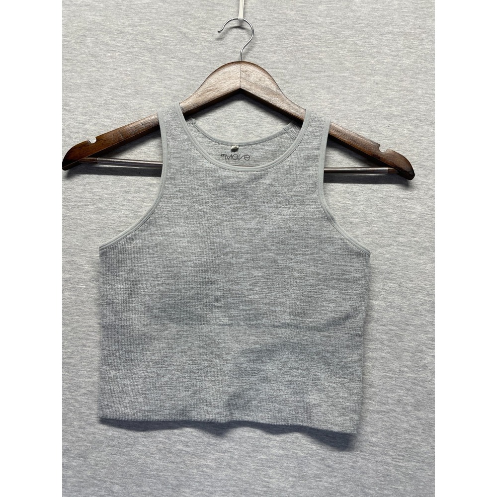 H&M Move Seamless Crop Tank Top Womens Small Heather Grayβ Racerback Workout Gym
